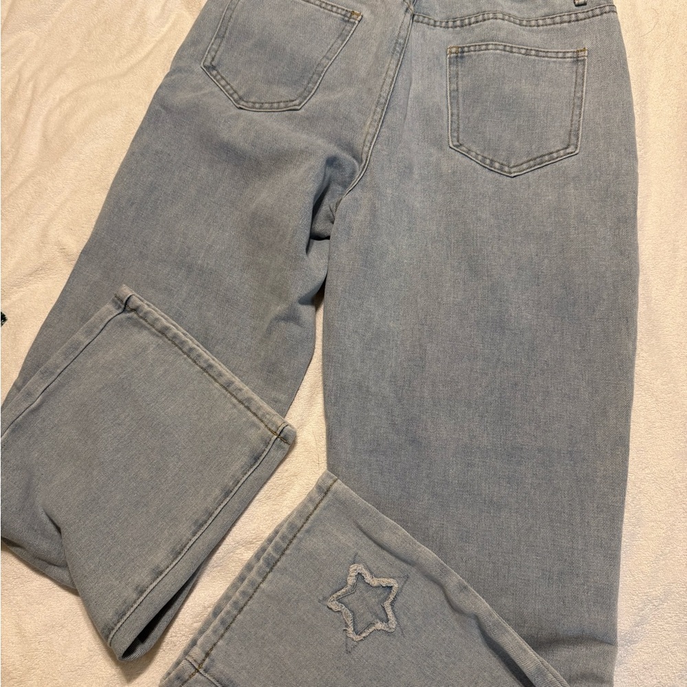 Y2K Star Embroidered Jeans | Light Wash | Size M - Picture 3 of 4